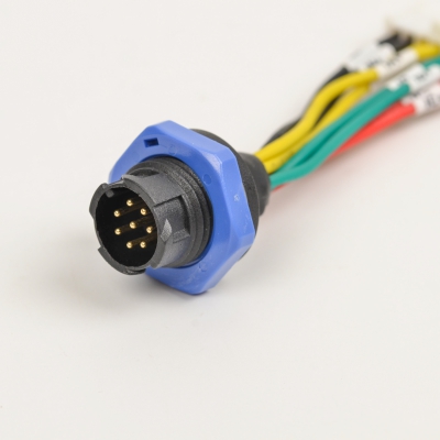 M19 8pins push self locking IP67 waterproof male panel connector wire harness