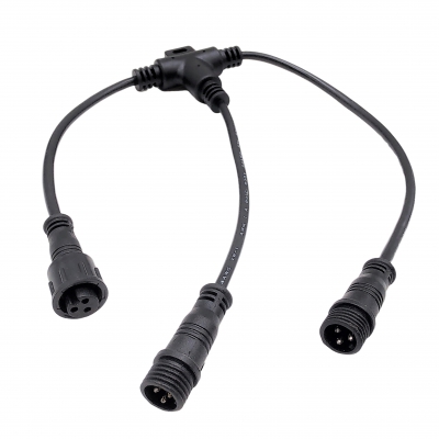 M12-3pins IP65 waterproof T splitter cable with male and female connector